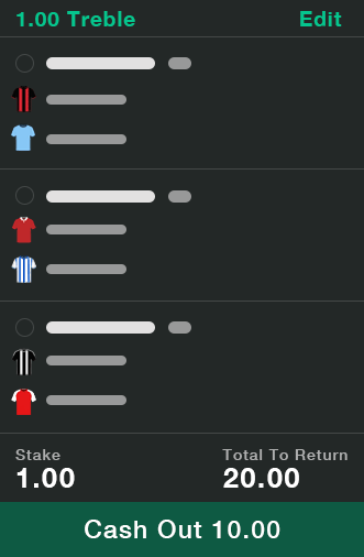 Bet Slip Cash Out